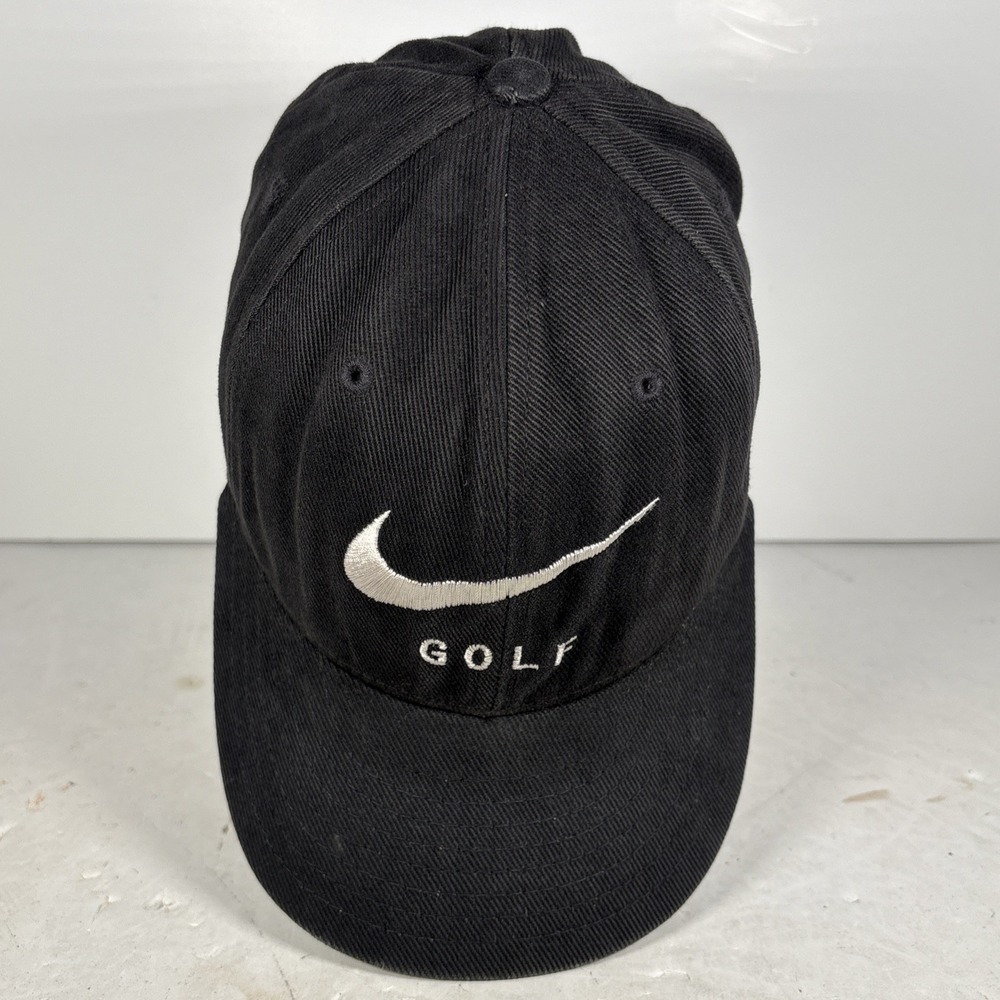 Vintage Nike Golf Black With Green Under Visor Strap Back Hat OSFM - Picture 5 of 8